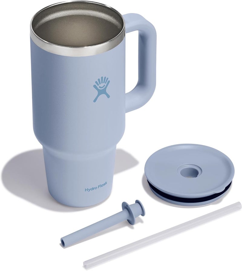 Hydro Flask كوب سفر هيدرو فلاسک سعة 950 مل مع مقبض وغطاء وقشة - فولاذ مقاوم للصدأ معزول باللون الأزرق الموجي - Image 2